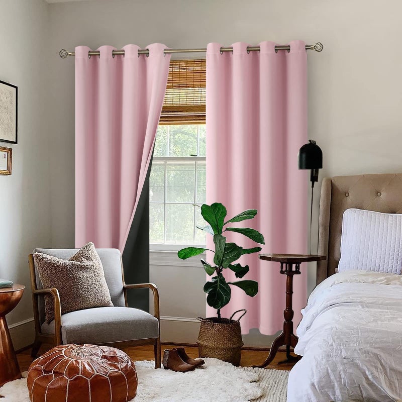BGment Baby Pink 100% Blackout Curtains for Nursery Bedroom 84 Inch Length 2 Panels, Thermal Insulated Full Light Blocking Grommet Noise Cancelling Window Curtains for Girls Room, 52 Inch Wide Each - Image 2